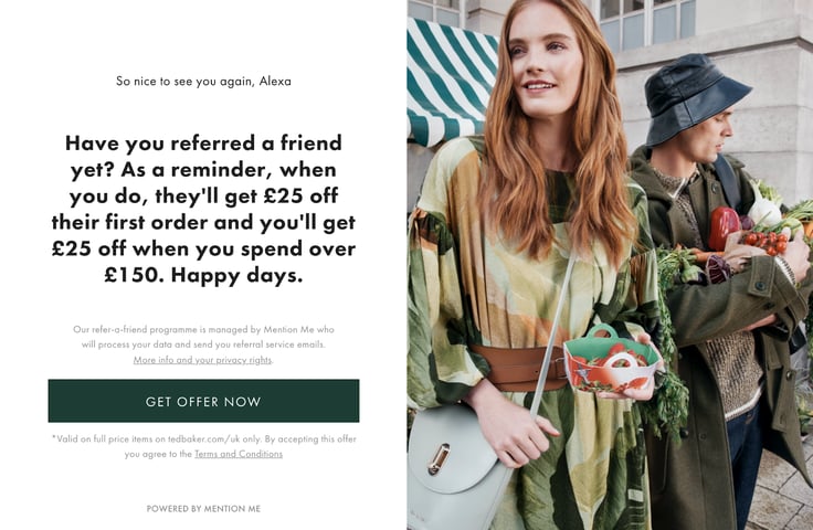Ted Baker's referral programme using Cialdini's influence